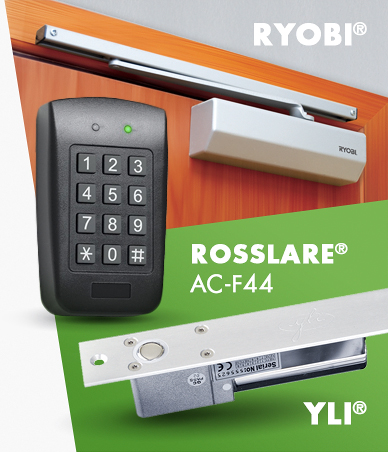 Електроригелі YLI® (Ілі), контролер ROSSLARE® (Рослер)  AC-F44, дотягувач RYOBI® (Ріобі) для Національного центру Олександра Довженка